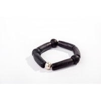 Silver Unisex Black Bead bracelet