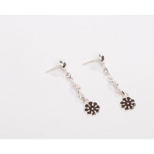 Sterling Silver half sphere stud-dangling Ghanaian Adinkra earrings